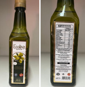 Retiran del mercado un lote de aceite comestible mezcla libre de gluten marca Ecoliva