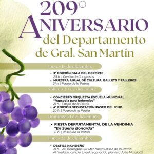 San Martín celebra sus 209 años con un fin de semana a pura cultura en el Paseo de la Patria