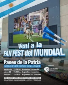 Fan Fest en San Martín: pantalla gigante y previa para alentar a la Selección